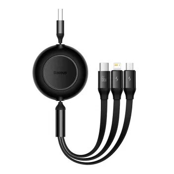 Cable USB 3 en 1 Baseus Bright Mirror — micro USB, USB-C, Lightning, 66 W, 1,1 m