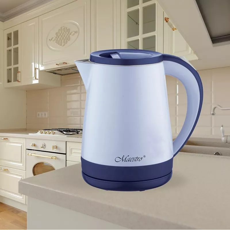 Hervidor de agua Maestro MR-037 1,2 L 1630 W acero inoxidable, azul, base 360°