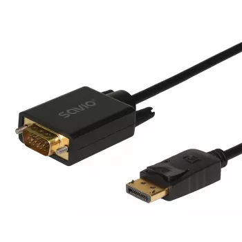 Cable SAVIO DisplayPort a VGA (D-Sub) 1,8 m, negro