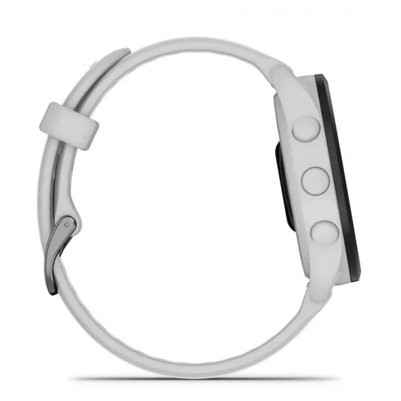 Smartwatch GARMIN Forerunner 165 — GPS, AMOLED 1,2 pulgadas, 4 GB, 5 ATM, 11 días de batería, Caja gris, Correa blanca