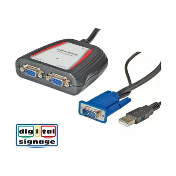 Distribuidor de vídeo VGA portátil, 2x, 250 MHz, VGA, 2x VGA, gris, 250 MHz, 0,65 m, 1920 x 1440