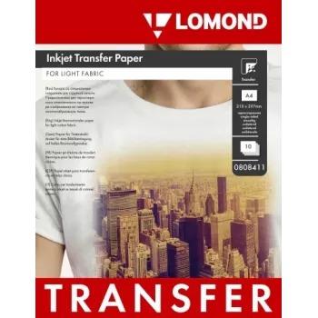 Papel de tinta para transferencia térmica Lomond A4, 10 hojas, para tejidos claros