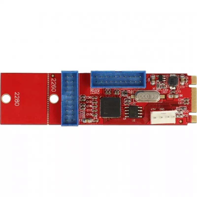 Delock convertidor M.2 Key B+M conector macho > 2 x USB 3.0 regleta de pines - adaptador USB - tarjeta M.2 - USB 3.0 (interno) x 2 (62843)