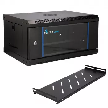 EXTRALINK LITE 4U 530X400 armario rack de pared negro con bandeja