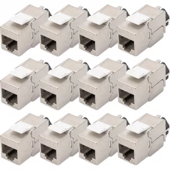 Digitus Módulo Keystone Cat.6A apantallado con gestor de cables inteligente, 12 uds., plata