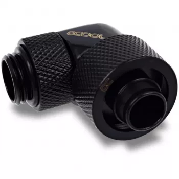 Racor de rosca giratorio 90° para tubo rígido 16/10 mm G1/4, negro, conexión para tubos flexibles (PVC, silicona, neopreno)
