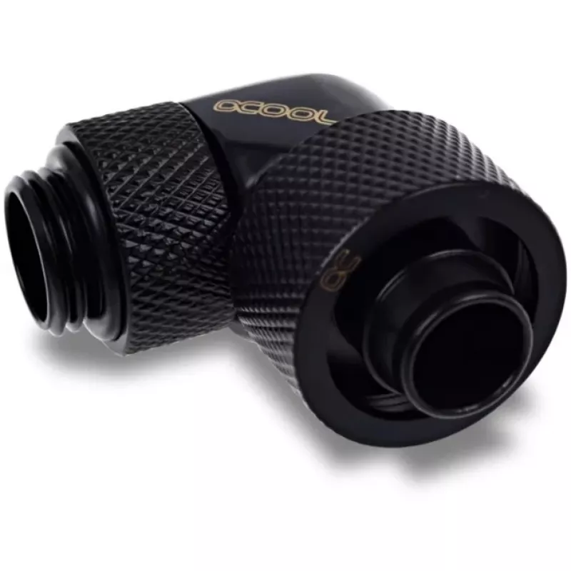 Racor de rosca giratorio 90° para tubo rígido 16/10 mm G1/4, negro, conexión para tubos flexibles (PVC, silicona, neopreno)