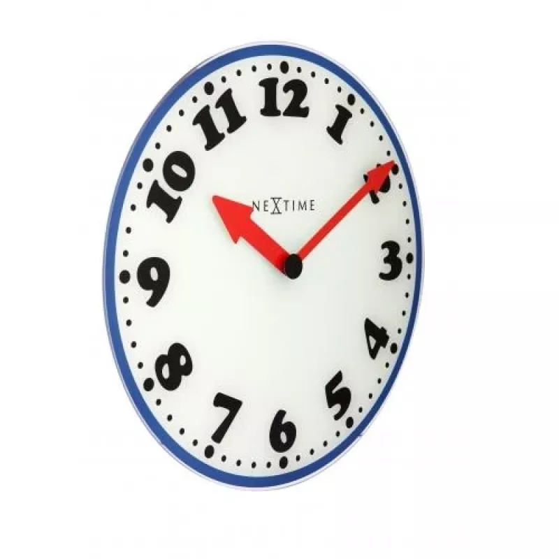 Reloj de pared NeXtime 8151 Boy, Ø43 cm, blanco/azul/negro/rojo