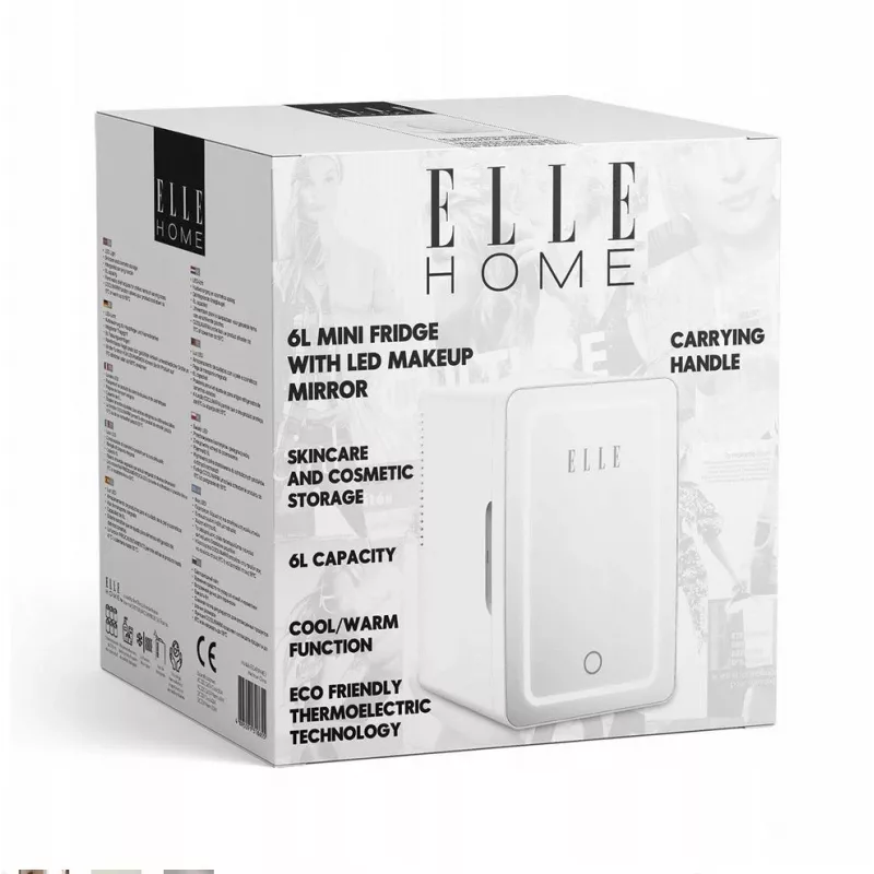 Mini nevera con espejo de maquillaje LED Elle ESDAFX04WHEU 4 L blanca