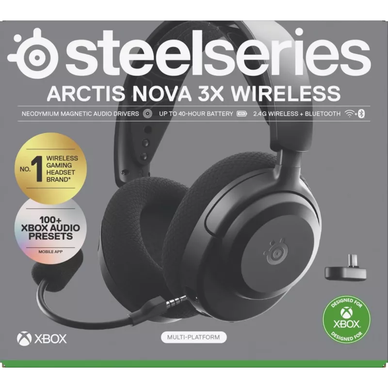 SteelSeries Arctis Nova 3X Wireless 61689 auriculares con micrófono inalámbricos para Xbox, negros