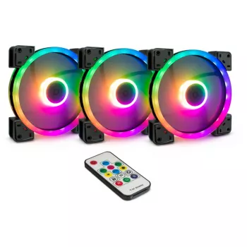 Set de ventiladores RGB INTER-TECH Argus RS-14 140mm ARGB pack de 3 Negro