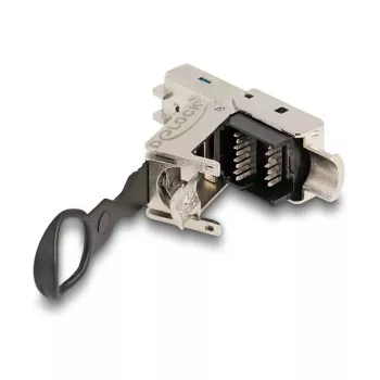 Conector macho RJ45 DeLOCK montaje en campo Cat.6A sin herramientas plata conector macho
