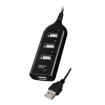 Hub USB VAKOSS TC-234UX — hub USB 2.0 de 4 puertos, alimentación DC (5 V, 1 A), negro