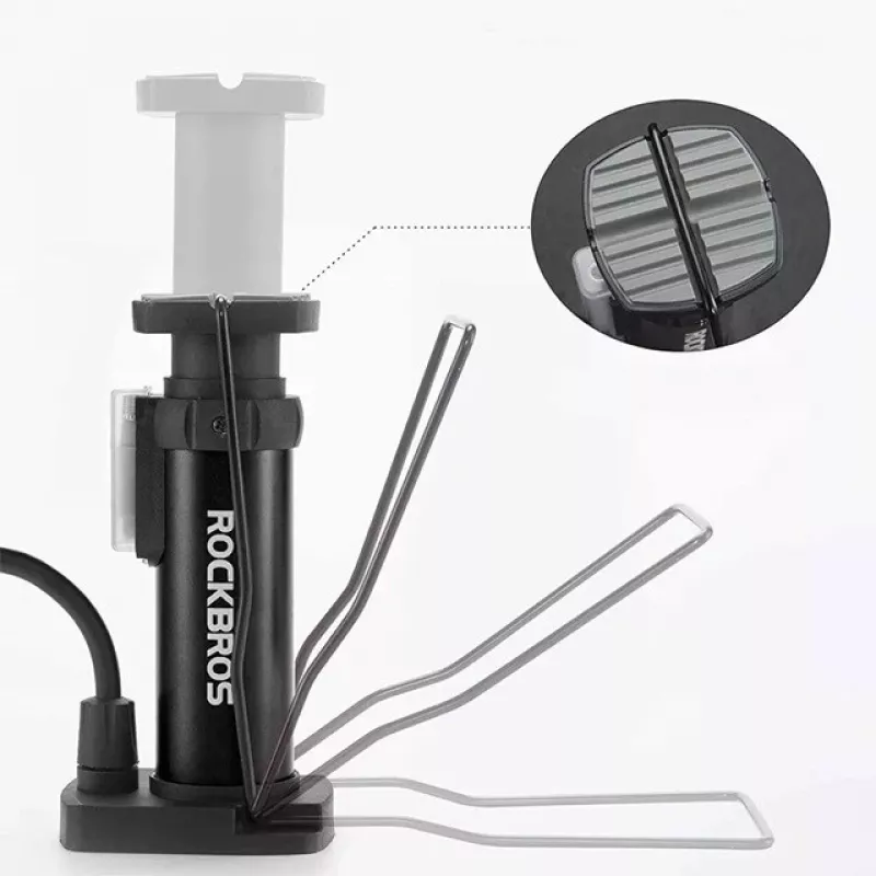 Rockbros 42610002001 Bomba de pie para bicicleta con manómetro negro