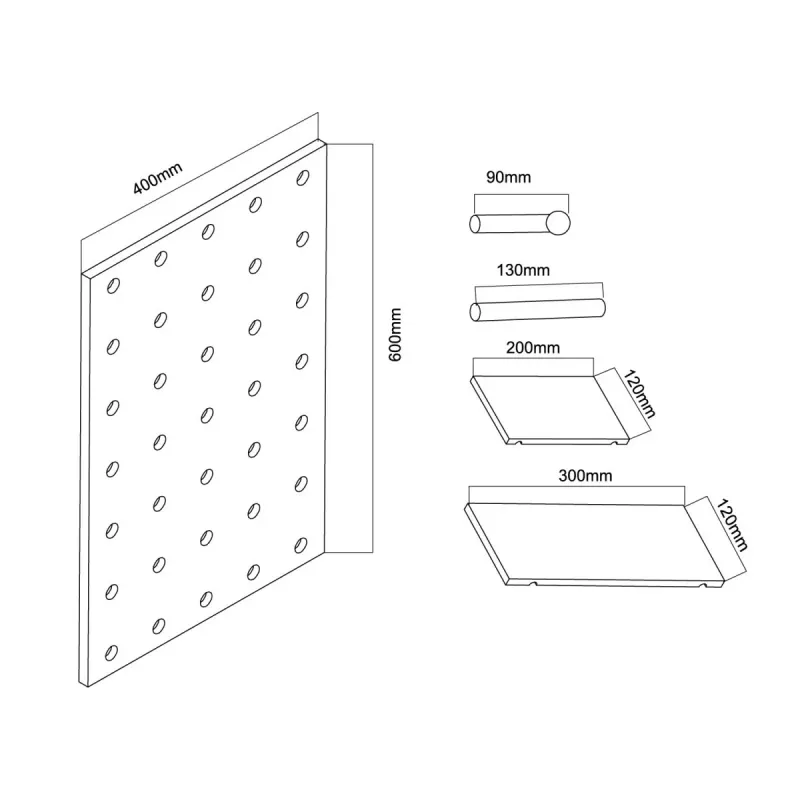 Maclean MC-130 WD panel organizador de madera, 40x60 cm, máx. 20 kg