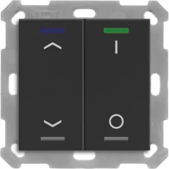 Pulsador KNX MDT BE-TAL550206.C1 Light 55 2 canales RGBW negro mate control de persianas conmutación 1