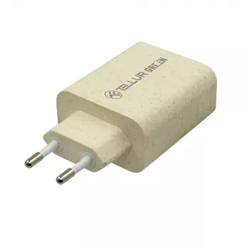 Cargador Tellur TLL151321 Type-C PD20W USB QC3.0, carga rápida 20W PD y QC3.0