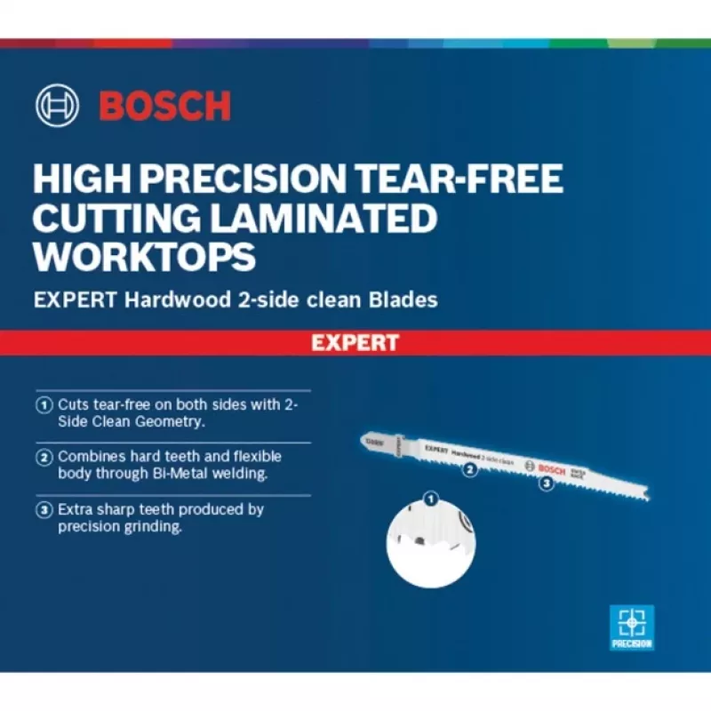 Bosch EXPERT ‘HARDWOOD 2-SIDE CLEAN’ T308 BF Hoja de sierra de calar bimetal 5 uds.
