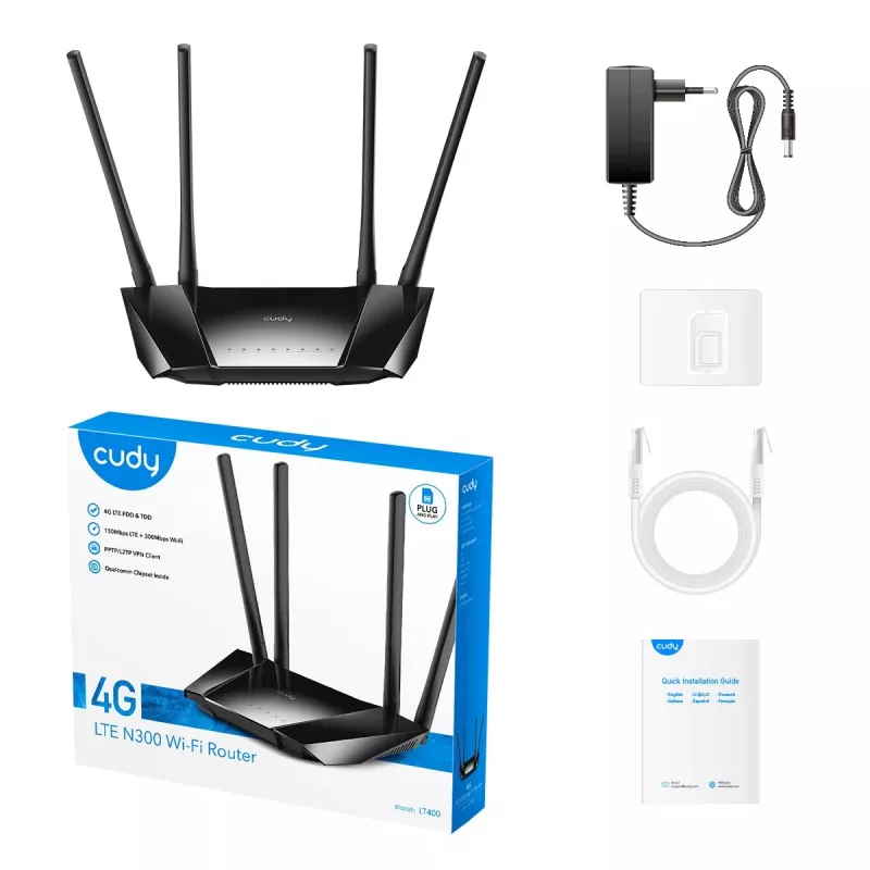 Router inalámbrico Cudy LT400 Fast Ethernet banda única (2.4 GHz) 4G negro