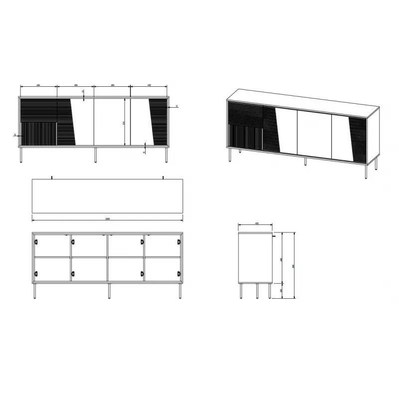 Cómoda 4D ABI 200x45x88 cashmere mate