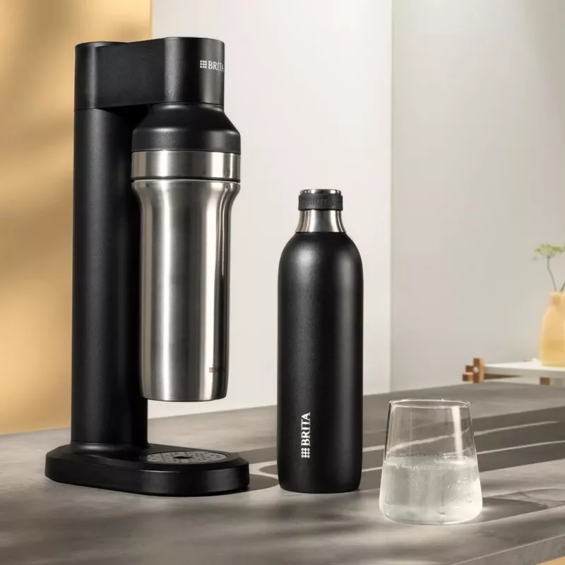 Botella de carbonatación BRITA 650 ml, acero inoxidable, negra, apta para lavavajillas
