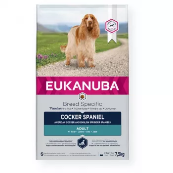 Pienso seco para perros EUKANUBA Breed Specific Cocker Spaniel 7,5 kg — pollo, perros adultos, piel y pelo, apoyo cardiaco