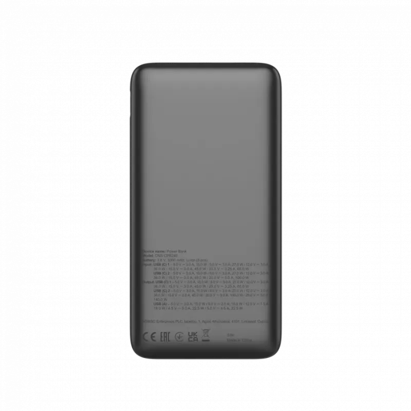 CANYON Batería externa PB-240, 25000mAh PD140W con pantalla, tamaño 160,0x82x27 mm, peso 508±10g, Gris oscuro