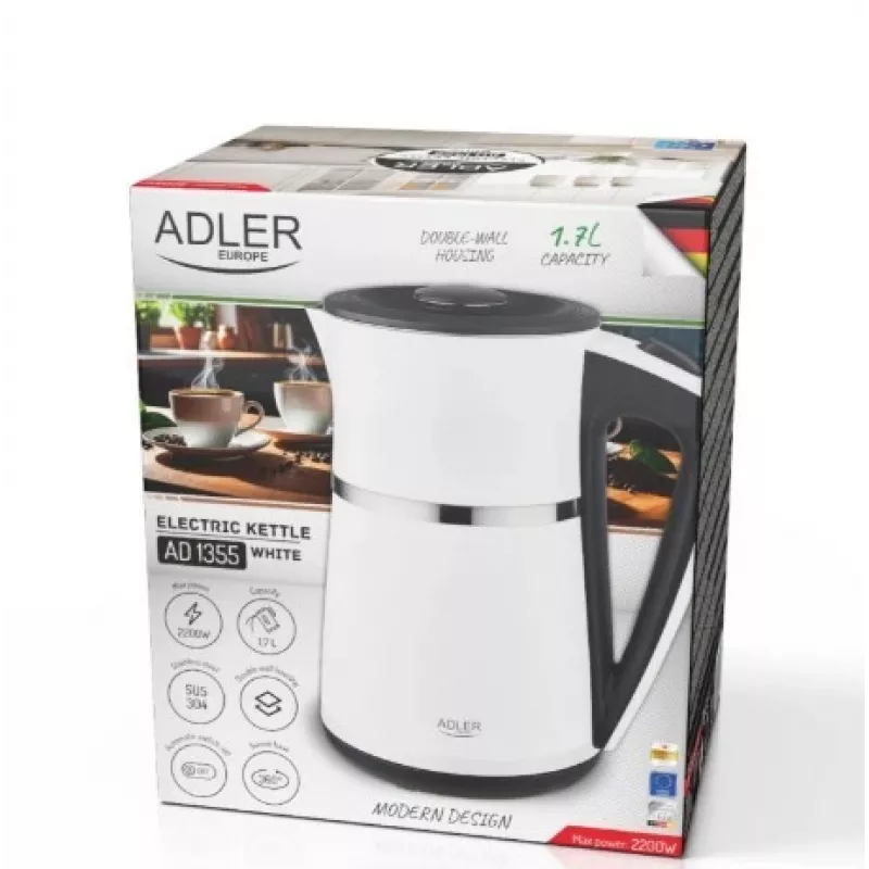 Hervidor Adler 1,7 l 1355 W blanco doble pared