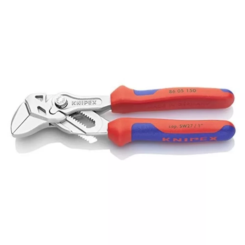 Knipex 86 05 150 mini llave de tenazas, 150 mm, capacidad 27 mm, cromada, ajustable en 10 posiciones