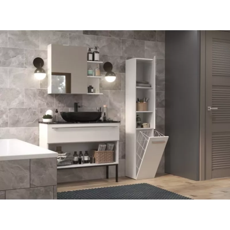 Armario de baño NEL IV 31x30x174 cm, blanco mate