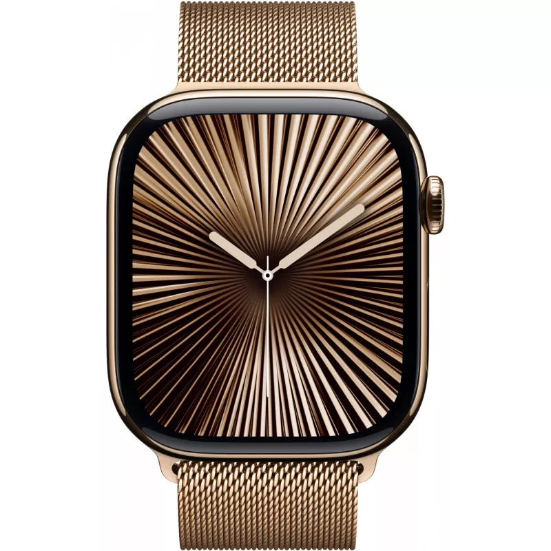APPLE Watch Series 10 GPS + Cellular 46mm carcasa de titanio oro con correa Milanesa oro - S/M