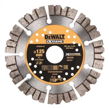 Disco de corte DeWalt 125 x 22 mm Extreme Runtime disco diamantado para piedra, modelo acodado