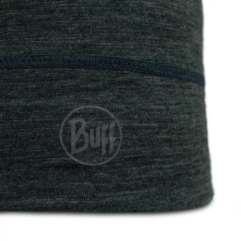 Gorro Buff Merino Lightweight Multistripes Forest — gorro Buff de lana merino ligera, unisex, verde oscuro, 125 g/m²