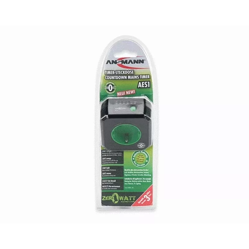 Enchufe temporizador de ahorro de energía Ansmann AES1 Zero Watt, negro