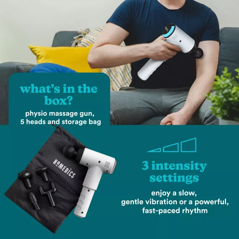 Pistola de masaje de percusión HoMedics PGM-150-EU — dispositivo portátil de terapia por percusión