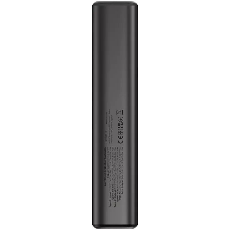 Canyon OnPower 230 TFT batería externa, 20000 mAh, PD 130 W, 2x USB-C + USB-A, carcasa de metal, gris oscuro