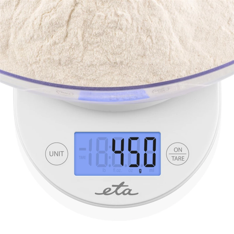 ETA | Báscula de cocina con bol | ETA577090000 Mari | División 1 g | Tipo de pantalla LCD | Blanco