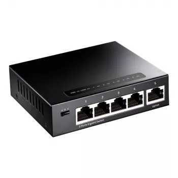 Switch de Red Cudy GS105 — 5 Puertos Gigabit Ethernet (10/100/1000), Negro, Fuente de Alimentación 5 V DC Incluida