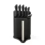 Set de bloque de cuchillos y cubiertos Maestro MR-1413 – negro, 8 piezas, hojas de acero inoxidable con soporte, portarrollos de papel