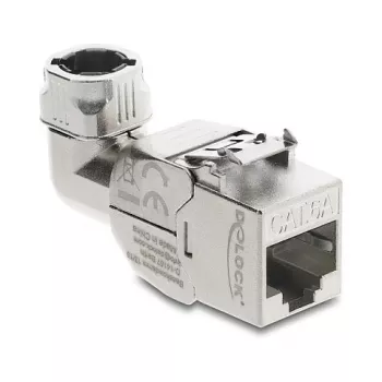 Módulo Keystone DeLOCK conector hembra RJ45 a LSA Cat.6A con bloqueo metálico sin herramientas acodado 90° apantallado