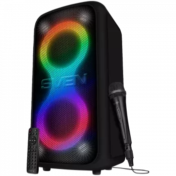 Altavoz portátil para fiestas Sven PS-1000 160 W, Bluetooth, FM, karaoke, negro