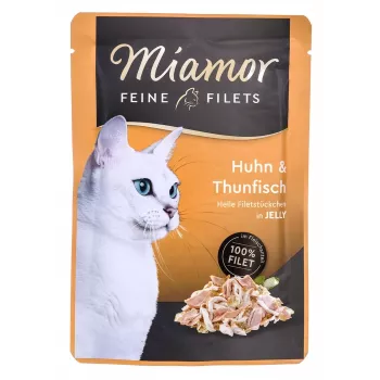Comida húmeda para gatos Miamor Fine Fillets en gelatina 100 g — pescado y pollo, bolsa 100 g