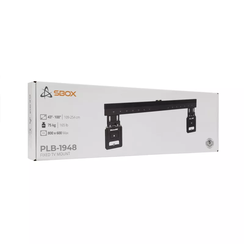 Sbox PLB-1948 soporte de pared fijo para TV, 43-100 pulgadas, hasta 75 kg, VESA 800x600