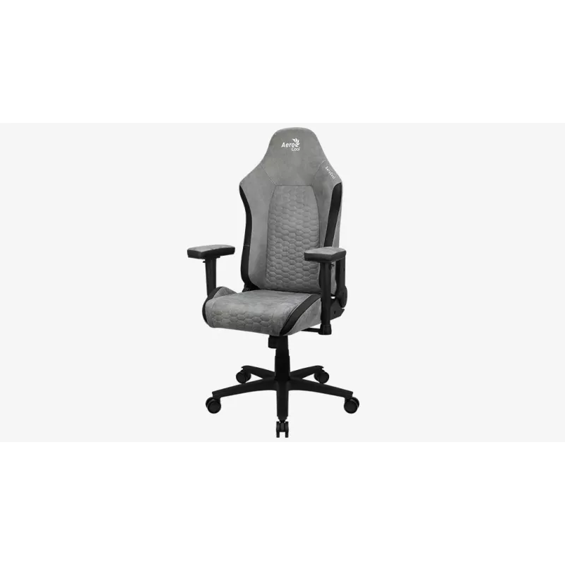 Silla gaming universal Aerocool Crown AeroSuede con asiento acolchado, gris piedra