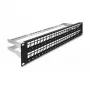 DeLOCK 19 inch Keystone Patch Panel 48 puertos con alivio de tracción 2U negro
