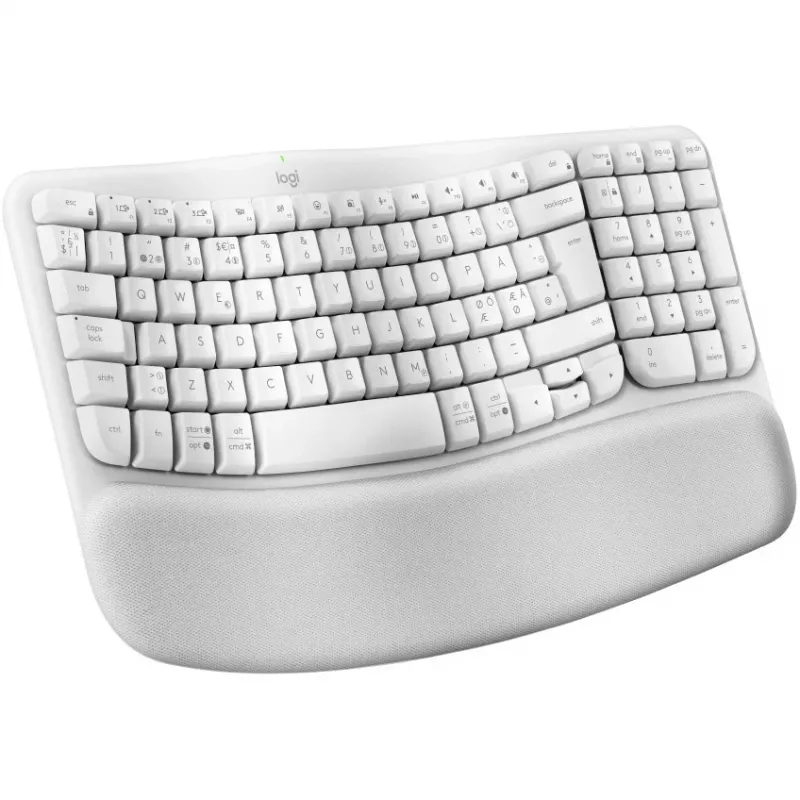 Logitech Wave Keys Teclado con reposamuñecas acolchado inalámbrico Bluetooth LE QWERTY blanco roto (PAN)