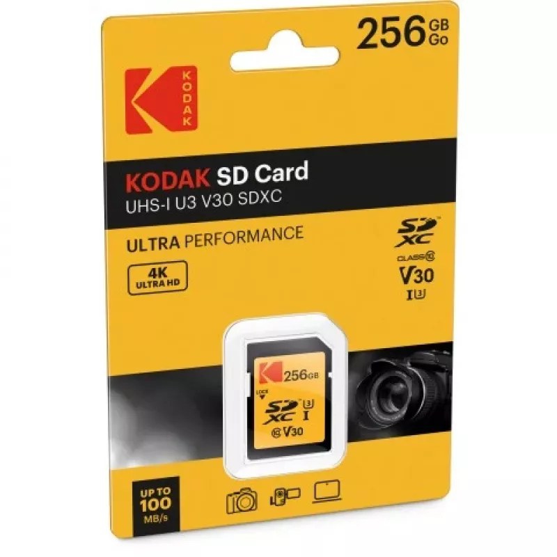 Tarjeta de memoria Kodak 256GB UHS-I U3 V30 Ultra EKMSD256GXC10HPRK