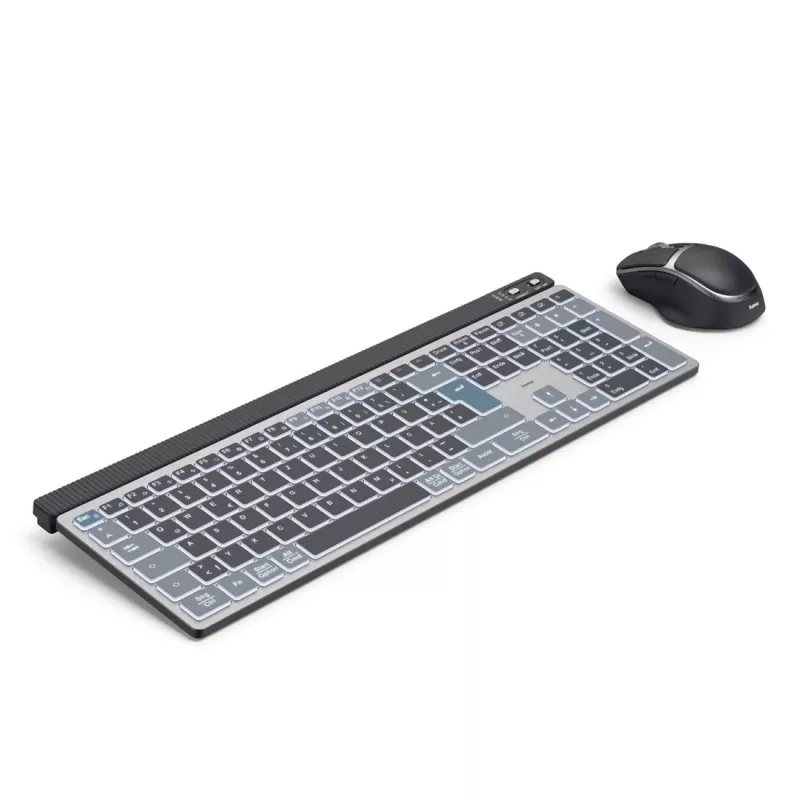 Conjunto de teclado y ratón inalámbrico multidispositivo HAMA WKM-750 — negro, conectividad inalámbrica