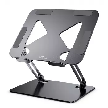 Soporte para portátil MEDIA-TECH MT2661 — altura ajustable, diseño plegable de aluminio para portátiles de hasta 17