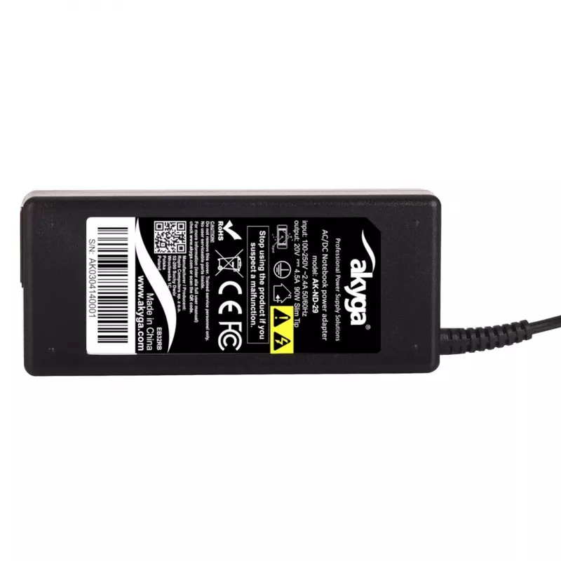 Fuente de alimentación para portátil Akyga AK-ND-29 para Lenovo, 90 W, 20 V, 4,5 A, Slim Tip